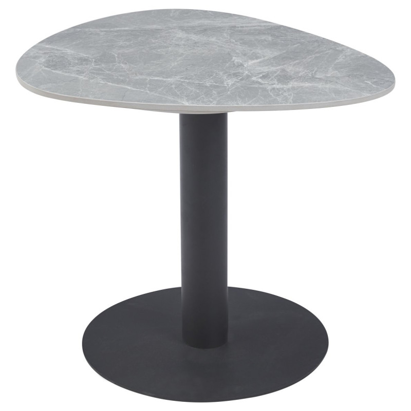 Tavolino Drop 60x50x50 cm Grigio Marmorizzato e Nero Moderno