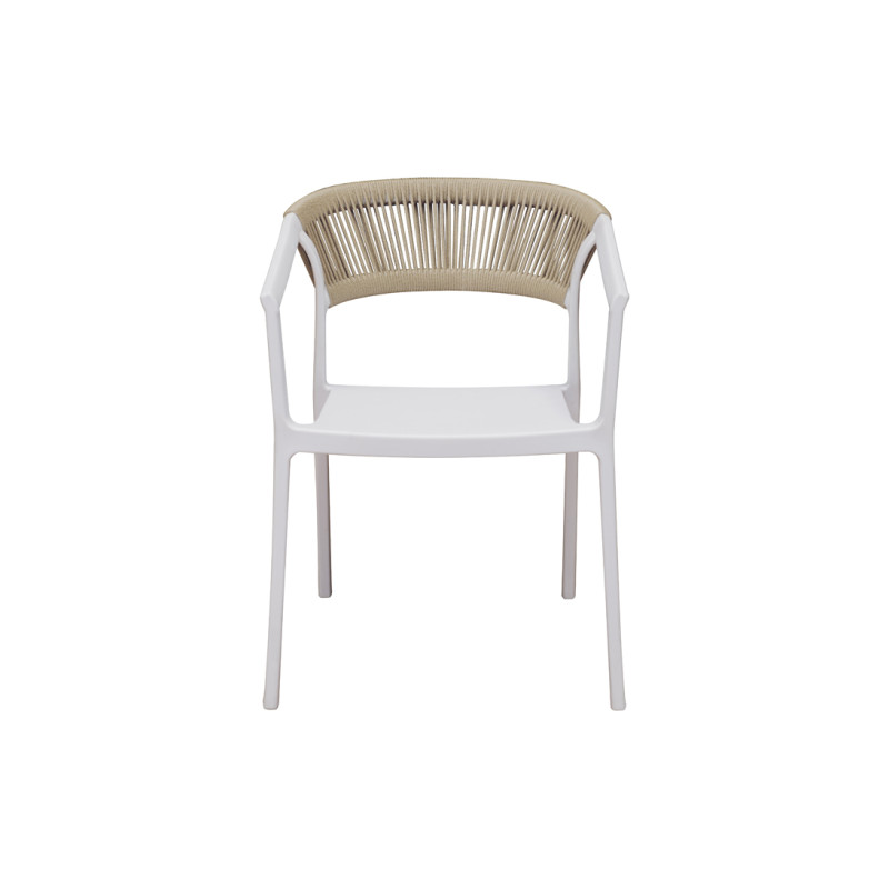 Sedia Lione Polipropilene Bianco E Corda Per Esterni Beige Moia