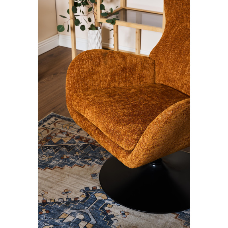 Poltrona Melania Tessuto Ocra 79x71x98 cm Classica Elegante