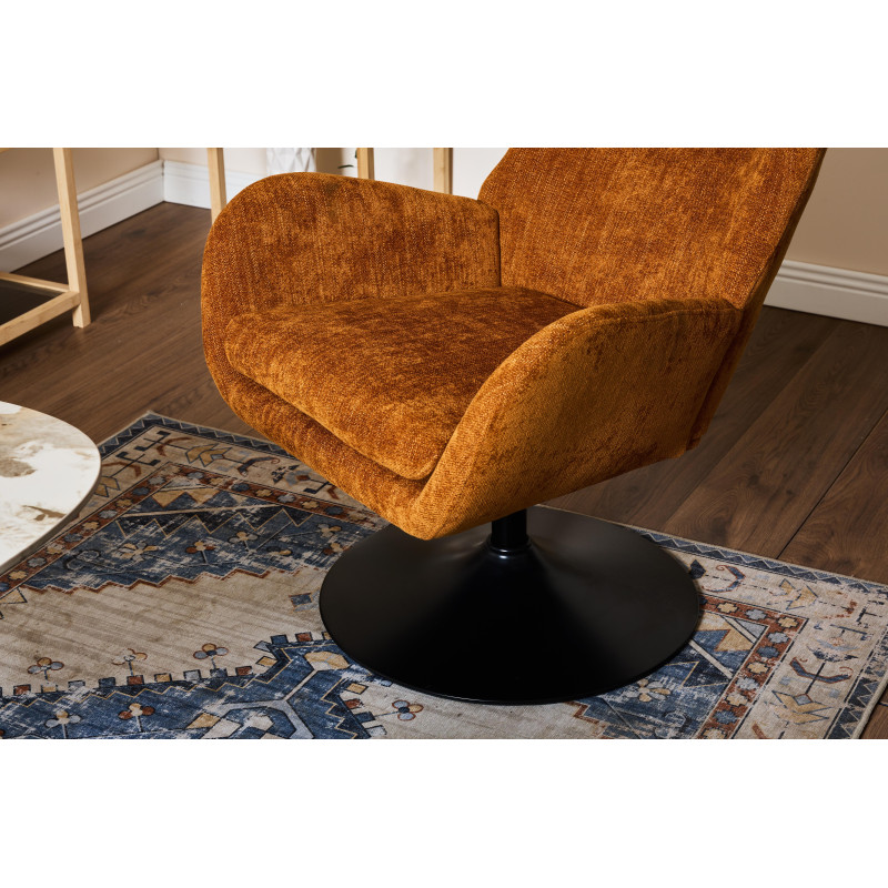 Poltrona Melania Tessuto Ocra 79x71x98 cm Classica Elegante