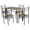 Set Tavolo e 4 Sedie Bergen MDF Oak Struttura Metallo Nero