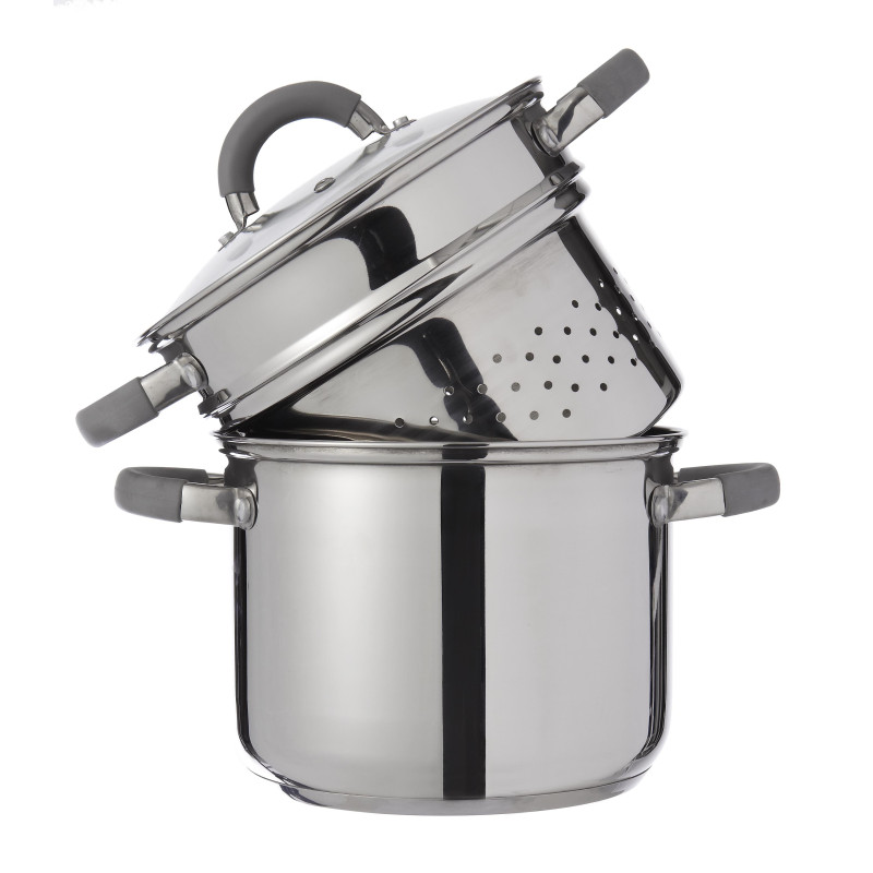 Set di 4 Cuociscola 3 Pezzi Ø20 cm Inox Manici Silicone