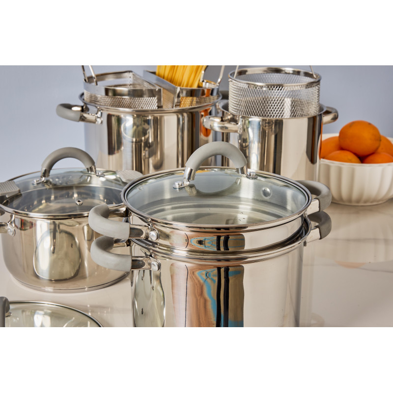 Set di 4 Cuociscola 3 Pezzi Ø20 cm Inox Manici Silicone
