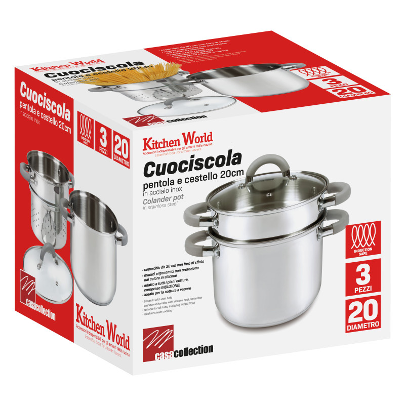 Set di 4 Cuociscola 3 Pezzi Ø20 cm Inox Manici Silicone
