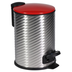Set di 6 Porta Rifiuti Con Coperchio Lt 3 Rosso Inox/pp