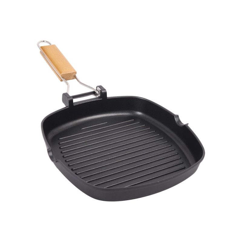 Set di 6 Bistecchiere Quadra 24x24 cm Alluminio Manico Pieghevole