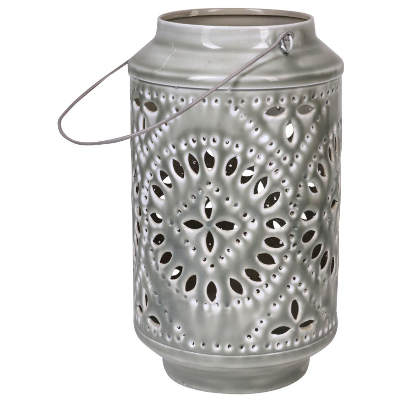 Set di 4 Lanterne Glazed Grigie 8x18x31 cm Atmosfera Moderna