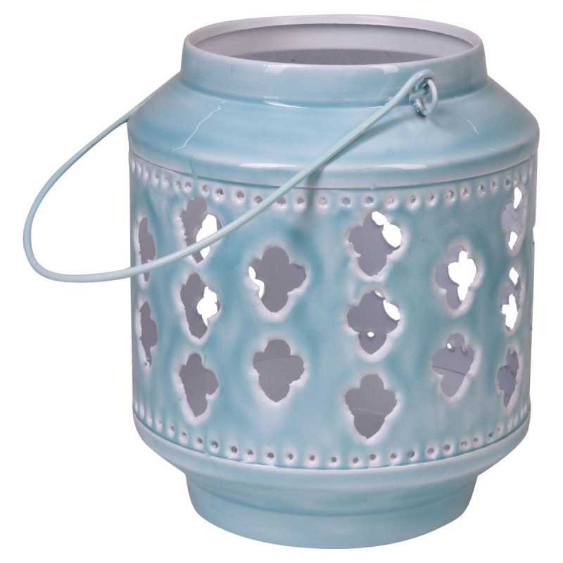 Set di 4 Lanterne Glazed Azzurre 18x18x21 cm Atmosfera Unica