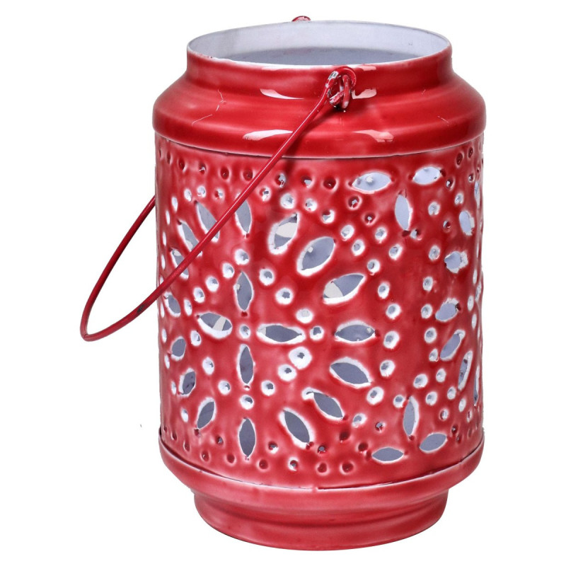 Set di 4 Lanterne Glazed Rosso 13,5x13,5x21 cm Decorative