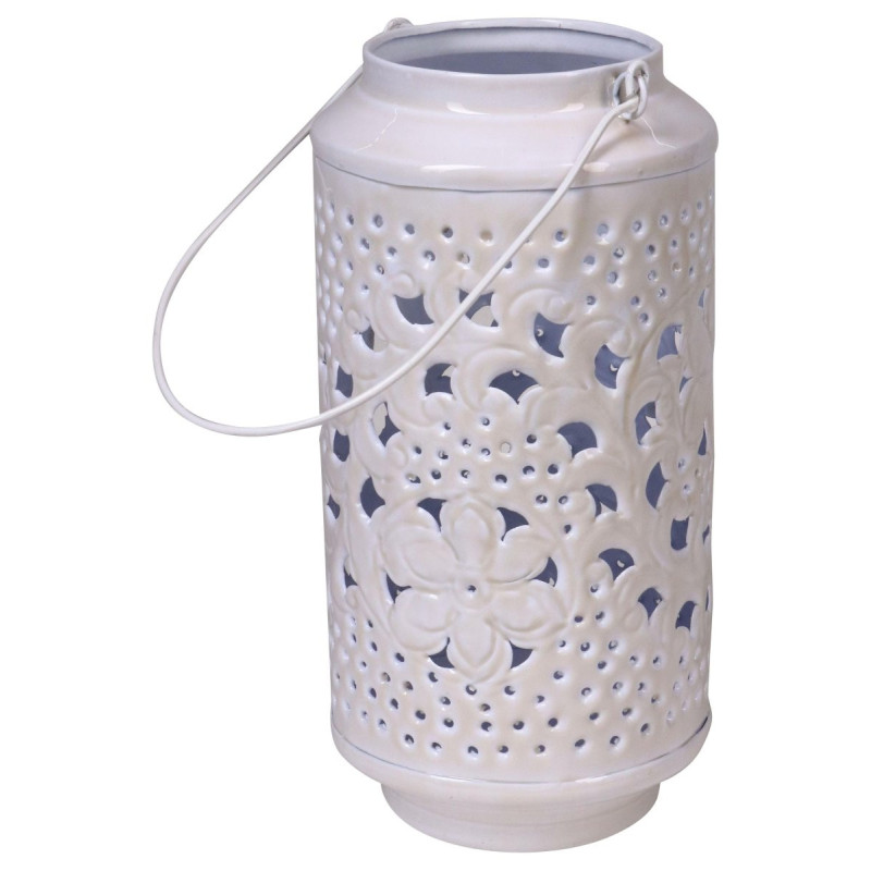 Set di 4 Lanterne Glazed Bianche 15,5x15,5x21 cm Decorative