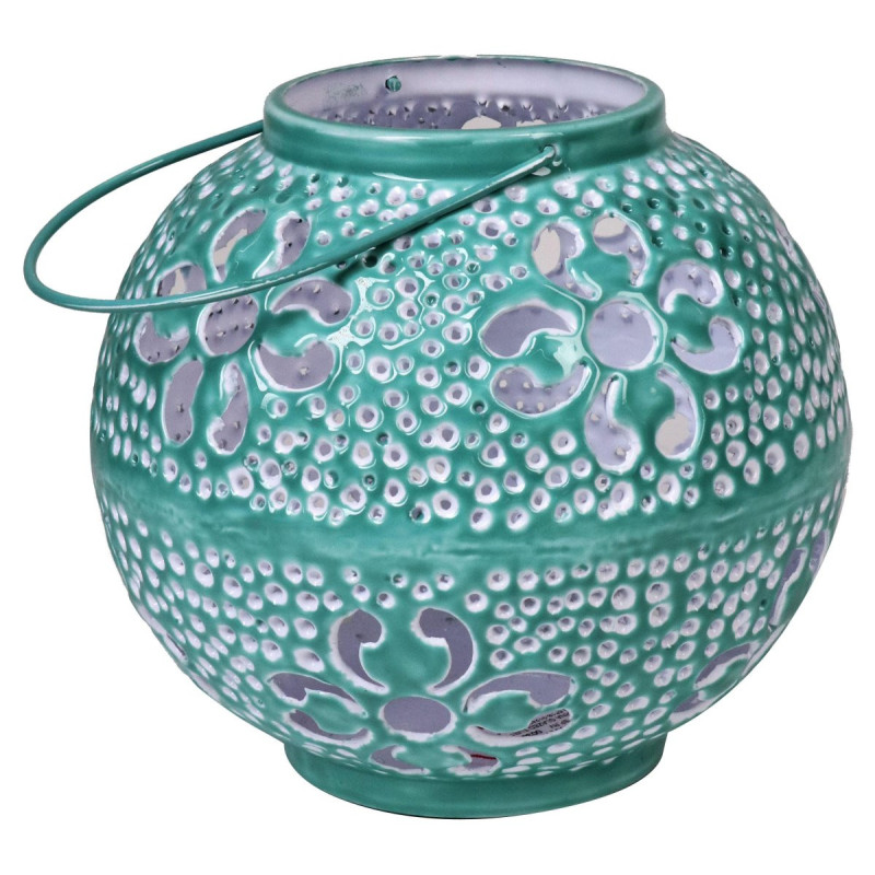 Set di 4 Lanterne Glazed Turchese 19,5x19,5x18 cm Decorative