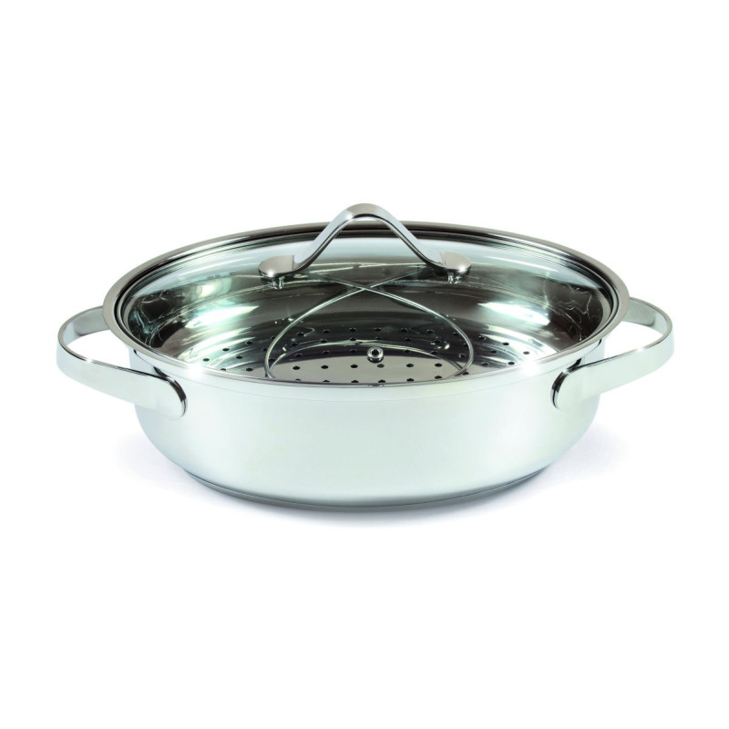 Set di 2 Casseruole Ovali 4 Pezzi Acciaio Inox Grigio Lucido