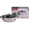 Set di 2 Casseruole Ovali 4 Pezzi Acciaio Inox Grigio Lucido
