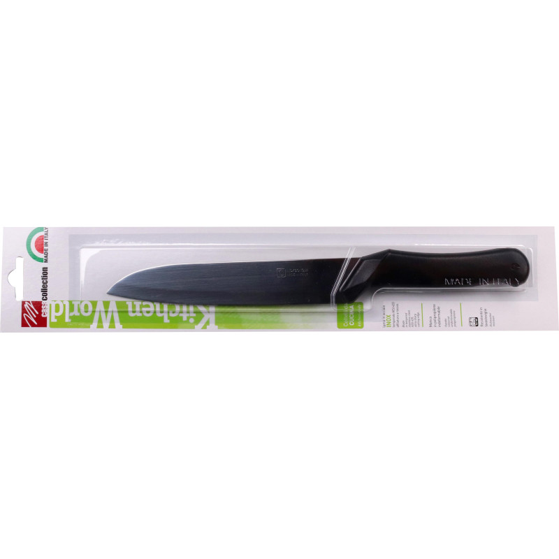 Set di 6 Coltelli Santoku Kitchen World 18 cm Manico Nero