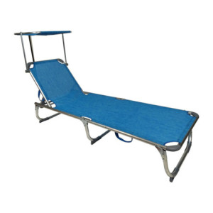 Set di 4 Lettini Con Parasole 187x58x30 Blu