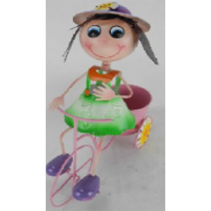 Set di 4 Portavaso Metallo Bike Rosa Decorativi da Giardino