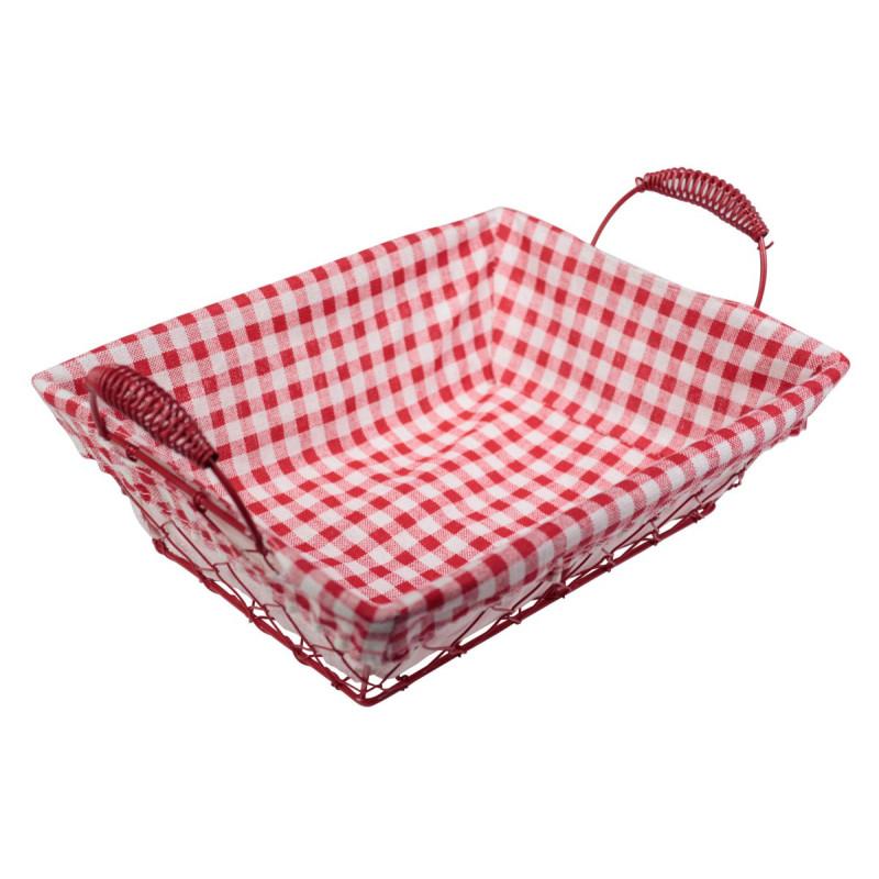 Set di 6 Cestini Rettangolari 26x19 cm Quadri Rossi - Contenitori