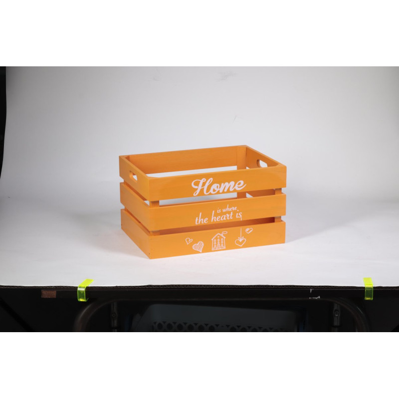 Set di 4 Cassette Legno Home Arancione 35x26x20 - Scatole Arredo