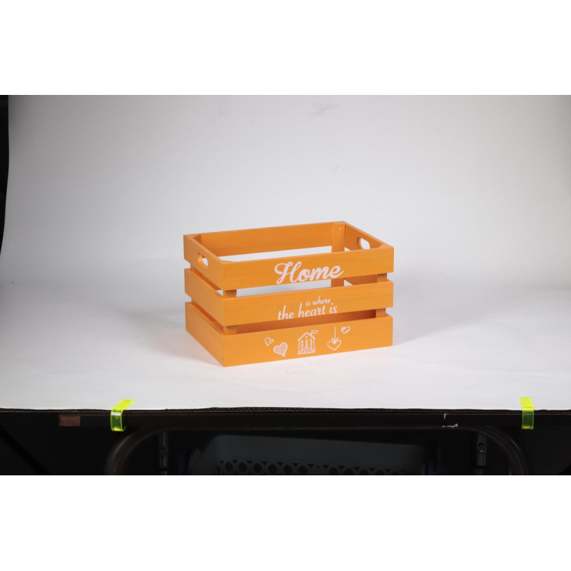 Set di 4 Cassette Legno Home Arancio 30x21x18 - Scatole Arredo