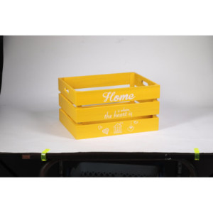Set di 4 Cassette Legno Home Giallo 40x31x22
