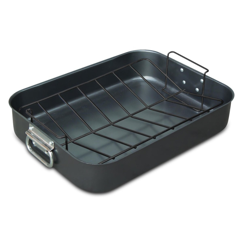 Set di 4 Rostiere Con Griglia 41x30x8,3 Cm Carbon Steel