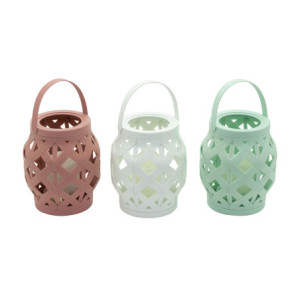 Set di 6 Lanterne Bombata Con Candela Led Assortiti 13x16 Colori Assortiti