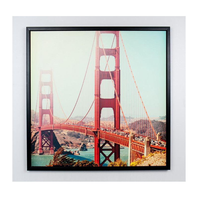 Set di 4 Stampe su Tela con Cornice Nera Red Bridge 80x80