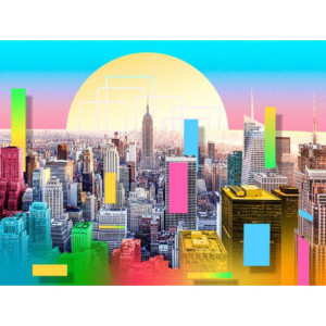 Set di 4 Canvas Colorful Sunset Multicolor 85x113