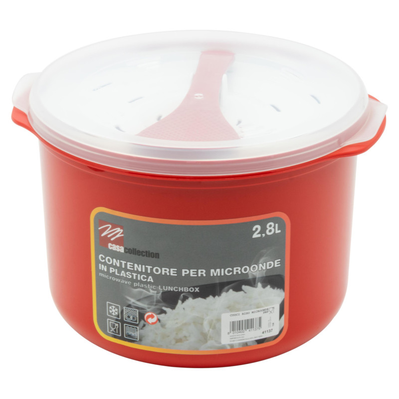 Set di 6 Cuoci Riso Microonde 2,8 Lt Rosso Pratici e Veloci
