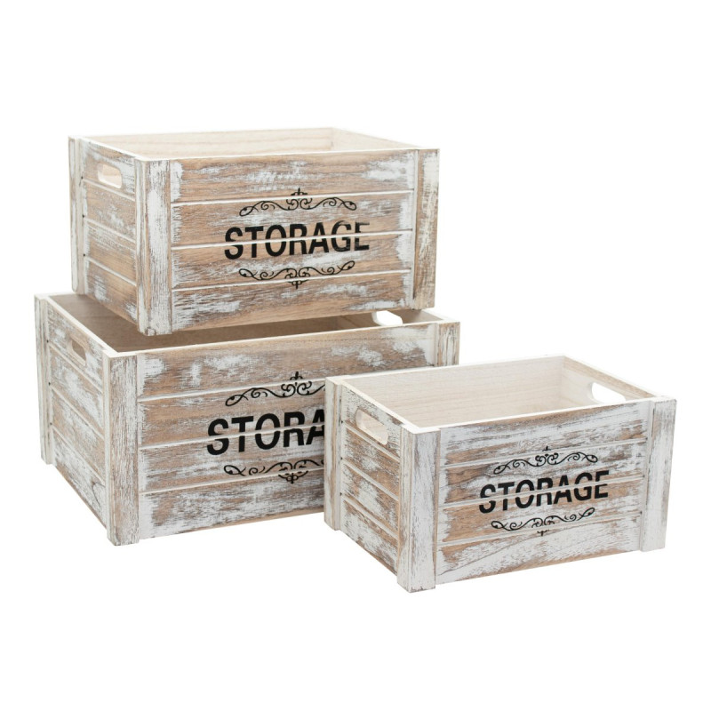 Set 4 Confezioni 3 Cassette Portatutto MDF Storage Grigio Anticato