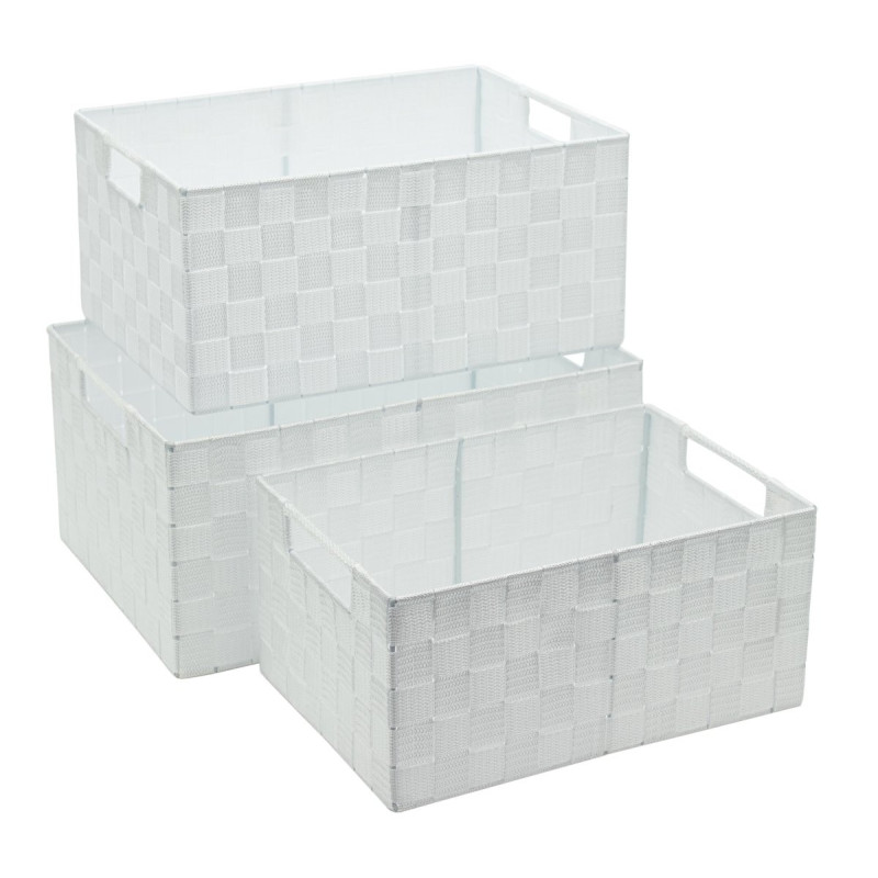 Set 6 Confezioni 3 Cestini Portatutto Rettangolari Twist Bianco