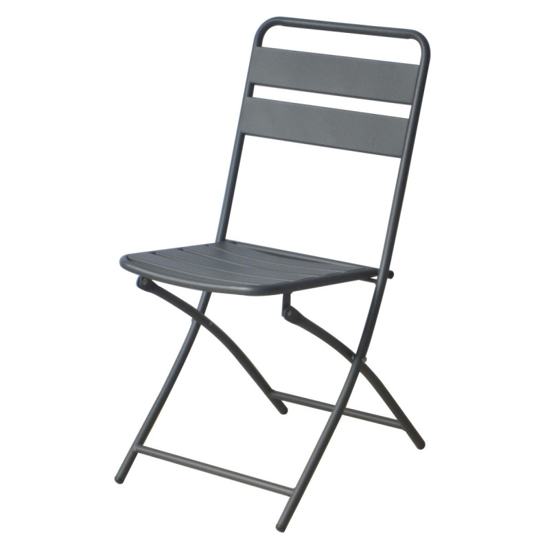 Set di 2 Sedie Pieghevoli Acciaio Grigio Scuro Imbottite Design