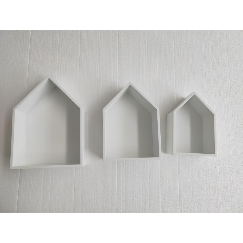 Set 4 Confezioni 3 Mensole Casetta 26,5x10x35 cm Bianco Design