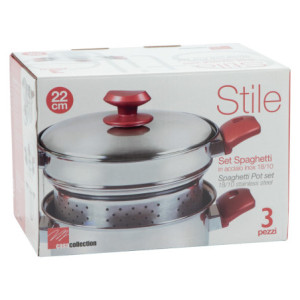 Zoom Set di 4 confezioni 3 Pezzi "spaghetti" Stile Ø 22 Cm Acciaio