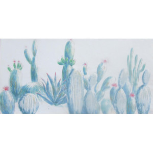 Set di 6 Canvas Dipinto A Mano Cactus 60x120