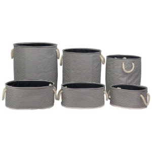 Set di 2 confezioni 6 Pz Portatutto Storage Stripes Bianco/nero