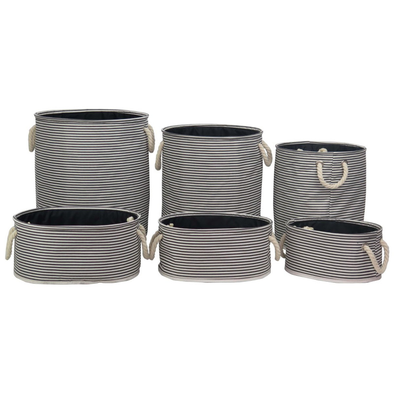 Set di 2 Confezioni 6 Portatutto Storage Stripes Bianco Nero