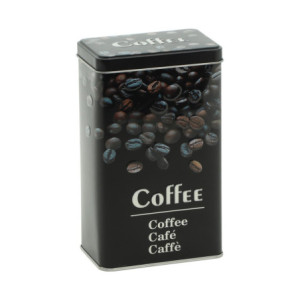 Set di 6 Scatole Latta Rettangolare Decorazione Caffe' 9x6x16 Cm