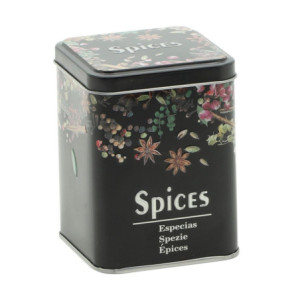 Set di 6 Scatole Latta Quadra Decorazione Spezie 7,6x7,6x10 Cm