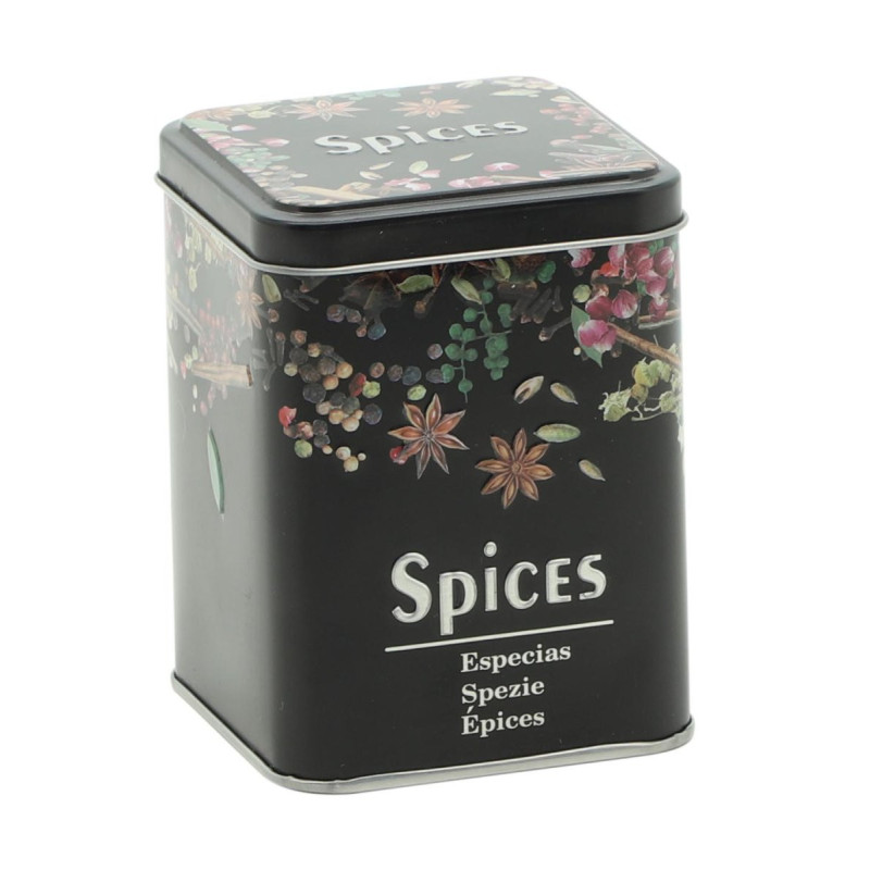 Set di 6 Scatole Latta Quadra Decorazione Spezie 7,6x7,6x10 Cm