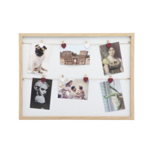 Set di 6 Portafoto Da Parete Hon 45x55 Con 8 Clip A Forma Di Cuore Naturale