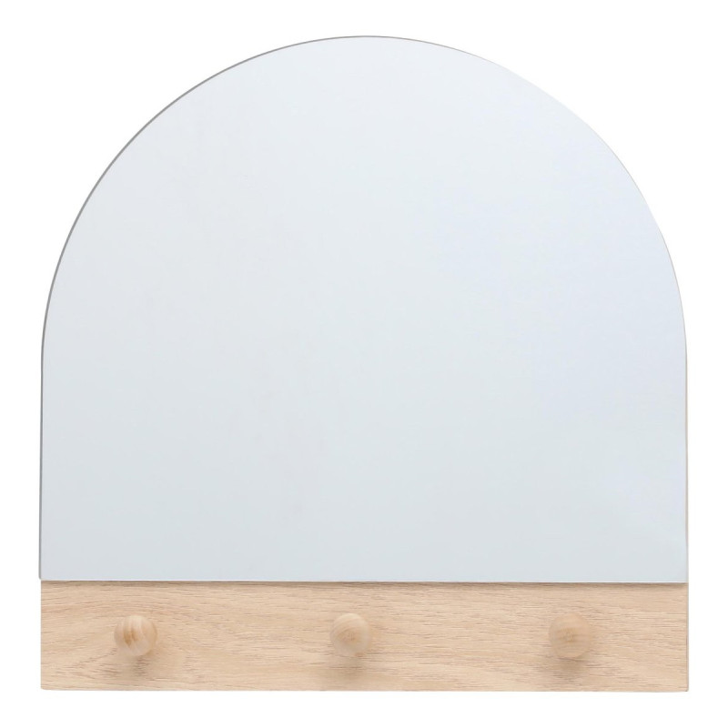 Set di 6 Appendiabiti Specchio Parete 3 Ganci Arcade 30x30 Naturale