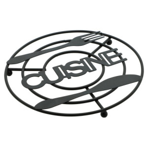 Set di 6 Appoggiapentole Tondo Cusine Nero Ø 20 Cm Filo Metallico