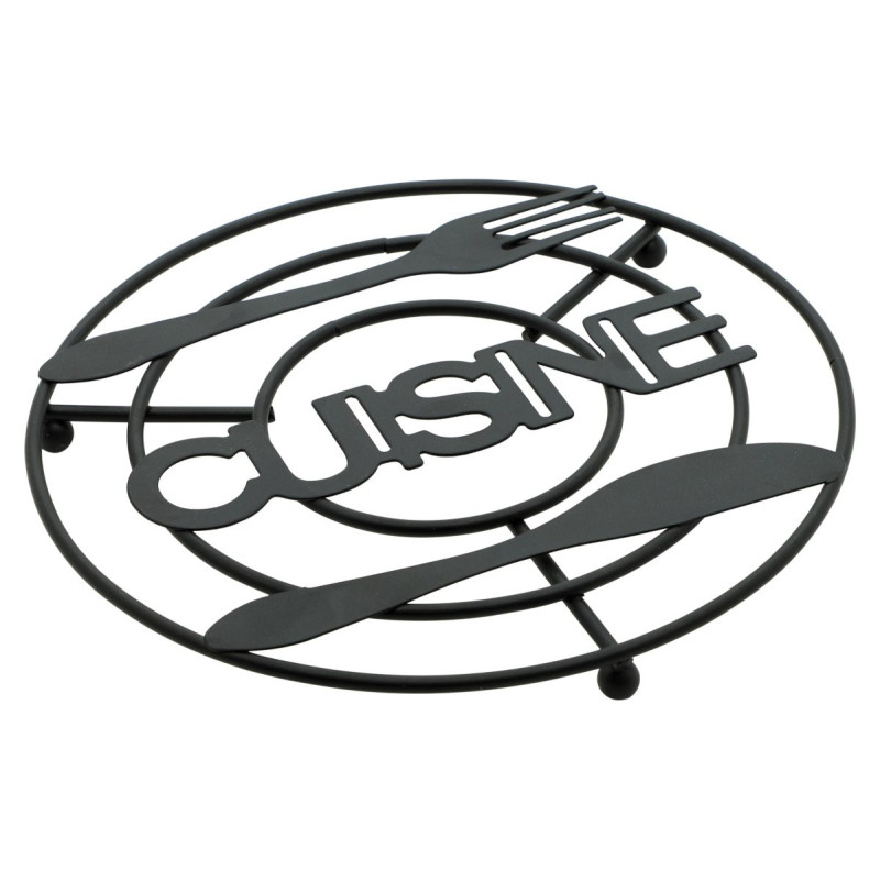 Set di 6 Appoggiapentole Tondo Cusine Nero Ø 20 Cm Filo Metallico