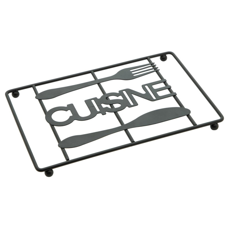 Set di 6 Appoggiapentole Rettangolari Cuisine Nero 22x15 cm Metallo