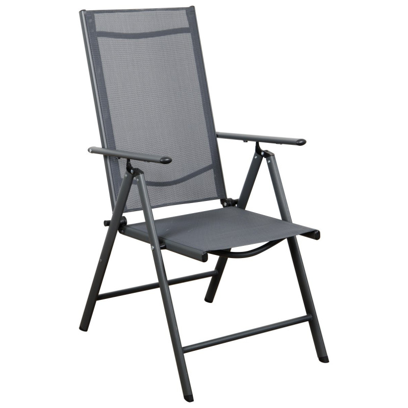 Set di 2 Sedie Pieghevoli Grigio 7 Posizioni Met/Textilene