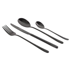 Set 6 confezioni 24 posate Dorset acciaio nero 18/0 cucina elegante