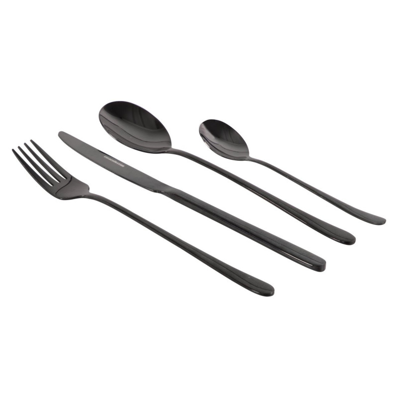 Set 6 confezioni 24 posate Dorset acciaio nero 18/0 cucina elegante