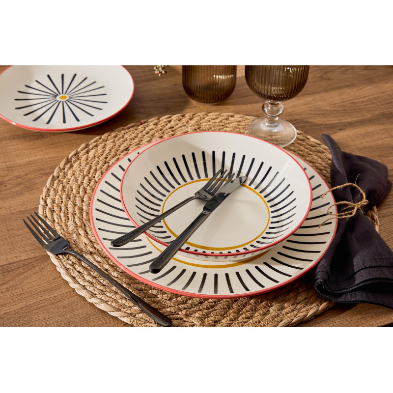 Set 6 confezioni 24 posate Dorset acciaio nero 18/0 cucina elegante