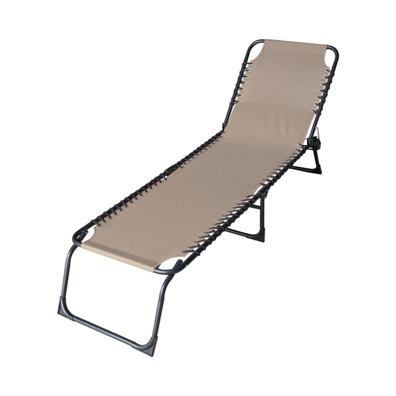 Set 2 Lettini pieghevoli tortora 190x58x27cm alluminio giardino